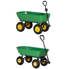 Outsunny Carrello da Giardino in Acciaio e PP con Vasca Ribaltabile