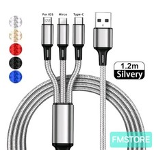 CAVO RICARICA 3 IN 1 FILO INTRECCIATO RINFORZATO 120 CM PER CELLULARE TABLET #LL