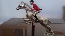 Scultura in argento e smalto Cavallo che salta ostacolo  Camilletti
