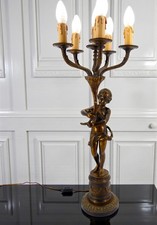 Lampada Stile Impero Francese candelabro figurativo 80 CM Bronzo D'orato Anno XX