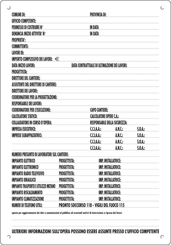 Cartello direzione lavori - cartello, "