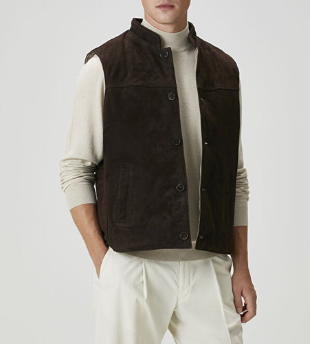 Gilet pelle scamosciata - pelle,