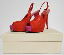 Sandali arancio fucsia donna tacco alto plateau