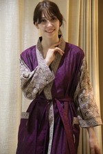 Abito lungo kimono viola e
