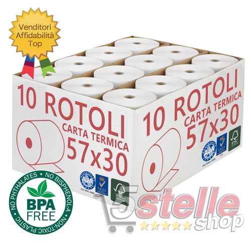 Rotoli termici 57x30 foro - rotoli,