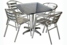 Set tavolo bar pieghevole quadrato 70x70 e 4 sedie in alluminio impilabili