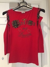 Top rosso spalle fredde Motivi nuovo con dettaglio tartan taglia UK S