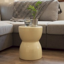 Sgabello ceramica lucida , color crema , H. 42,5 cm