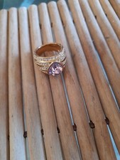 Anello Acciaio Dorato Cuore Lilla BEATRIX