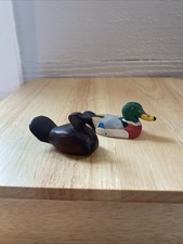 Miniatura dipinta a mano anatra e legno intagliato tacchino bigiotteria decorazione cottagecore