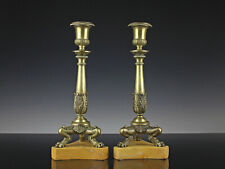 Coppia di candelabri Impero francese bronzo Giallo di Siena 1820 circa 