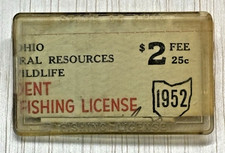 LICENZA VINTAGE: 1952 OHIO - Licenza di pesca con ami e lenze residenti