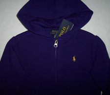 NWT Polo Ralph Lauren DEEP PURPLE FULL-ZIP Fleece Hoodie Jacket 2/2T GOLD PONY