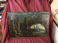 ANTICHE ARCHITETTURE  BELLISSIMO OLIO SU TELA DEL XVII SECOLO 