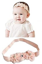 Fascia neonata capelli battesimo bambina fiocchetti a fiore strass L.24061