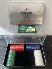 Official Heineken Poker Set in Metal Box Tin All Pieces Brand New Chips Sealed