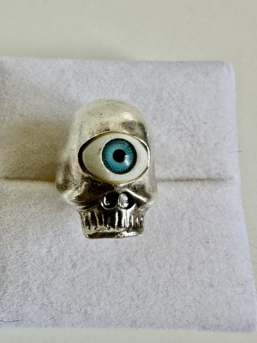 Anello teschio occhio blu - , in