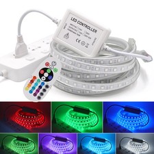 220V LED Striscia LED RGB 5050 Strisce Luminose con Controller Impermeabile IP67