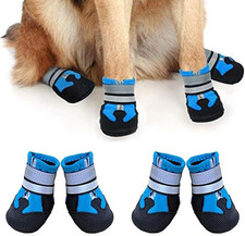 4 Pezzi Scarpe per Cani,Scarpette Antiscivolo per Cani Calzatura Traspirante(S,B