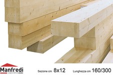 Travi in Legno Lamellare di Abete GL24h, Sez. 8x12 cm, Lunghezza da 160 a 300 cm
