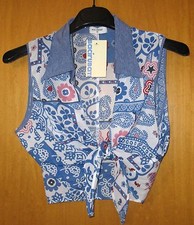 GRAZIOSO TOP BACI RUBATI CORTO CON FIOCCO IN FANTASIA SULL'AZZURRO TG 44