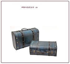 valigia baule in legno blu