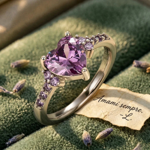 Anello cuore ametist argento - ametist,