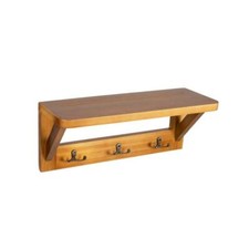 Mensola A Muro Rustica In Legno Di Pino - 40X14,5X16,8 CM - Con Ganci Per Giacca