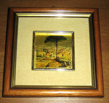 QUADRO serigrafia Foglia oro Roma Prati di castello cornice in legno - Vintage