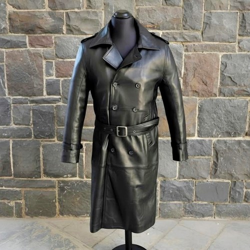 Trench cappoto pelle nera