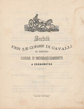 REGOLAMENTO CORSE A CAVALLI IN TREVISO - CORSA A CRONOMETRO del 1876 @