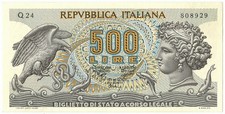500 LIRE BIGLIETTO DI STATO ARETUSA 23/02/1970 SUP