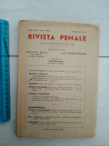 1960 rivista penale anno - penale, lxxxv