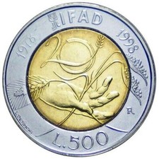 Moneta Italia 500 Lire, IFAD 1998 Rarissima - PERFETTE CONDIZIONI