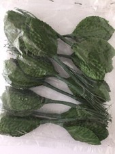 144 Foglie Verdi Tessuto + Stelo Per Decorazione Decoupage Patchwork Bomboniere