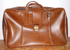 BORSA BORSONE VIAGGIO VALIGIA RETRO VINTAGE 50 60 MODERNARIATO ECOPELLE MARRONE