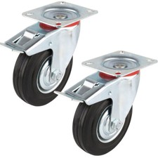 2 Ruote per carrello girevole rotella 160mm con freno 360Â° Piastra Di Fissaggio