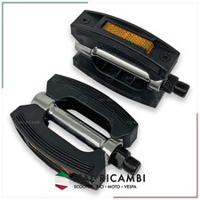 COPPIA PEDALI BICI OLANDA VINTAGE OVALI NERI IN GOMMA METALLO STILE RETRO GRAZIE