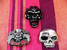Lotto  3 Fibbie per cintura Teschio ghost rider, rebel rider, heavy metal