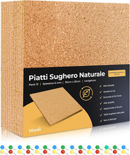 BIBODÚ Sughero Pannelli Muro Adesivo (12 UNITÁ) 30Cm X 30Cm & 6Mm Spessore | Bac