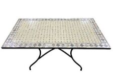 TAVOLO SWING FERRO BATTUTO PIANO IN MOSAICO SIMIL PIETRA 160X90XH75 CM (39647)