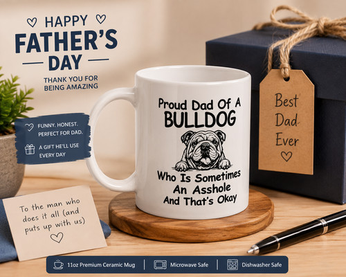Bulldog gift father - bulldog, father's