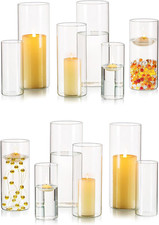 Portacandele Vetro Vaso Candele Galleggianti:  Set Di 12 Porta Candela Cilindric