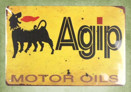 Insegna agip motor oils - motor, latta