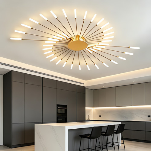 Plafoniera 128cm oro design - plafoniera,