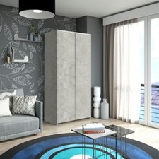 Letto a castello Mia a scomparsa cemento L 100 x H 218 P60cm / P230cm aperto