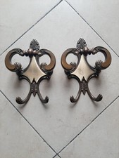  Coppia appendiabiti da parete vintage In Ottone e bronzo 19X 13 Cm Da Muro