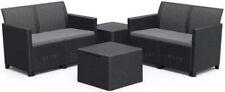 ALLIBERT Salotto Giardino in PE Rattan 2 Divani e 2 Tavolini Grafite Corner set