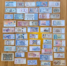 Lotto di 50 banconote mondiali - NO DOPPIONI - Vari stati, date e condizioni.