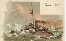 CARTOLINA DA COLLEZIONE VIAGGIATA NEL 1901 _ NAVI MILITARI _ affrancata 5 cent.
